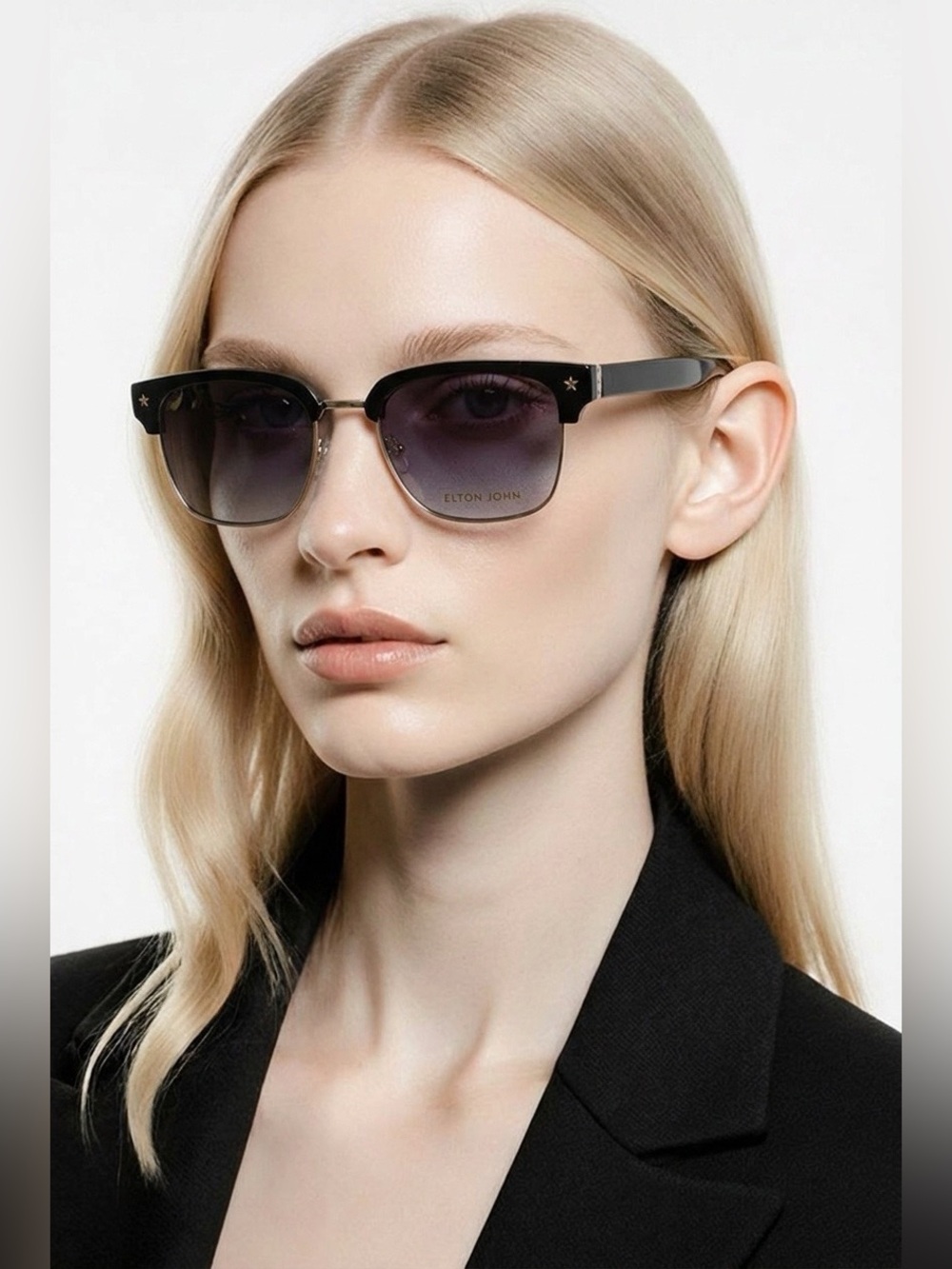 NEW Elton John Unisex Madman RKBAR Square Black Sunglasses